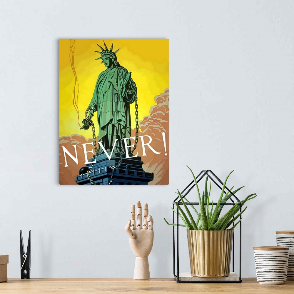 A bohemian room featuring Digitally restored vector war propaganda poster. This vintage World War Two poster features the S...