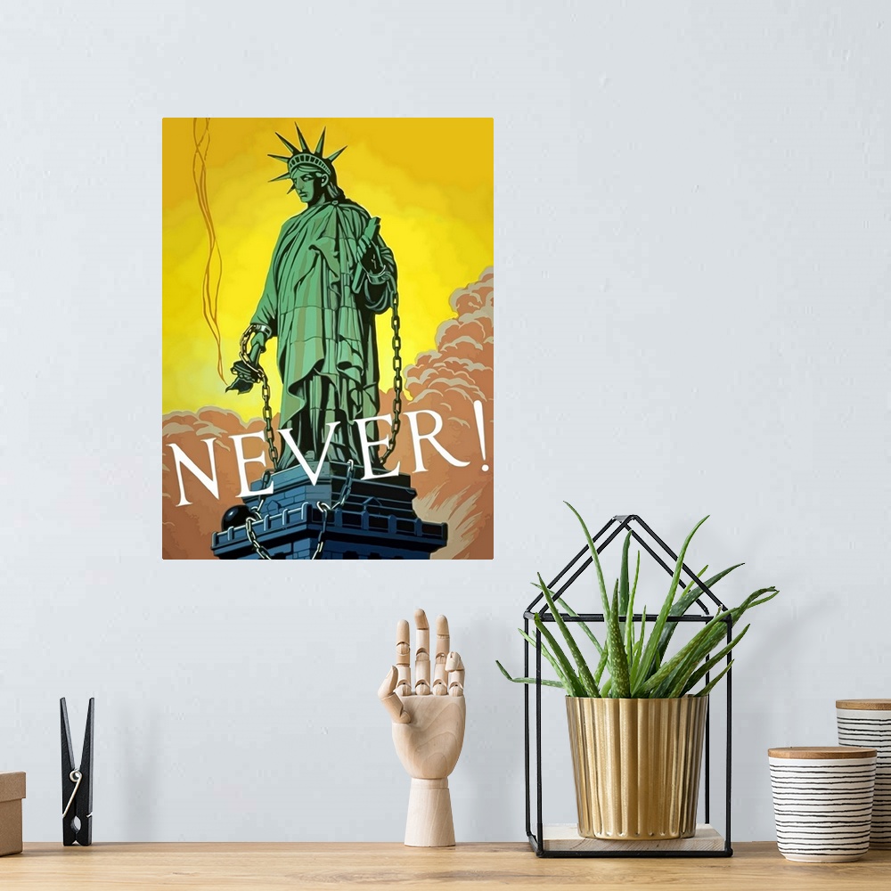 A bohemian room featuring Digitally restored vector war propaganda poster. This vintage World War Two poster features the S...