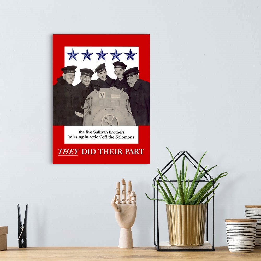 A bohemian room featuring Digitally restored vector war propaganda poster. This vintage war poster features The Fighting Su...