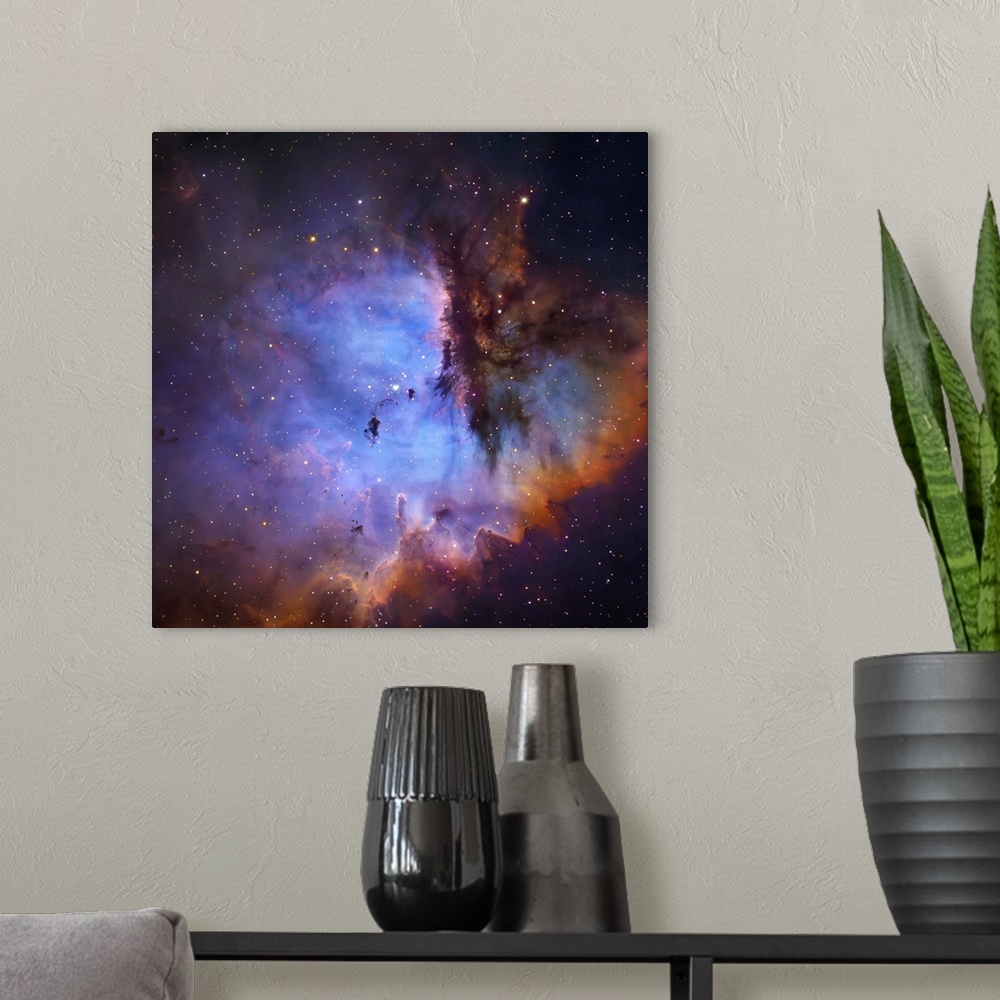 A modern room featuring NGC 281, an emission nebula and open cluster in the constellation Cassiopeia. The H II region NGC...