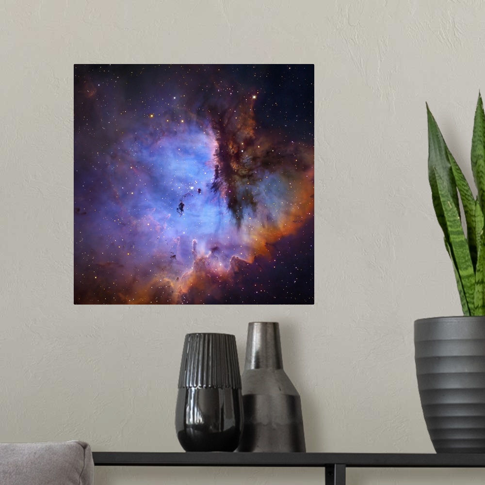 A modern room featuring NGC 281, an emission nebula and open cluster in the constellation Cassiopeia. The H II region NGC...