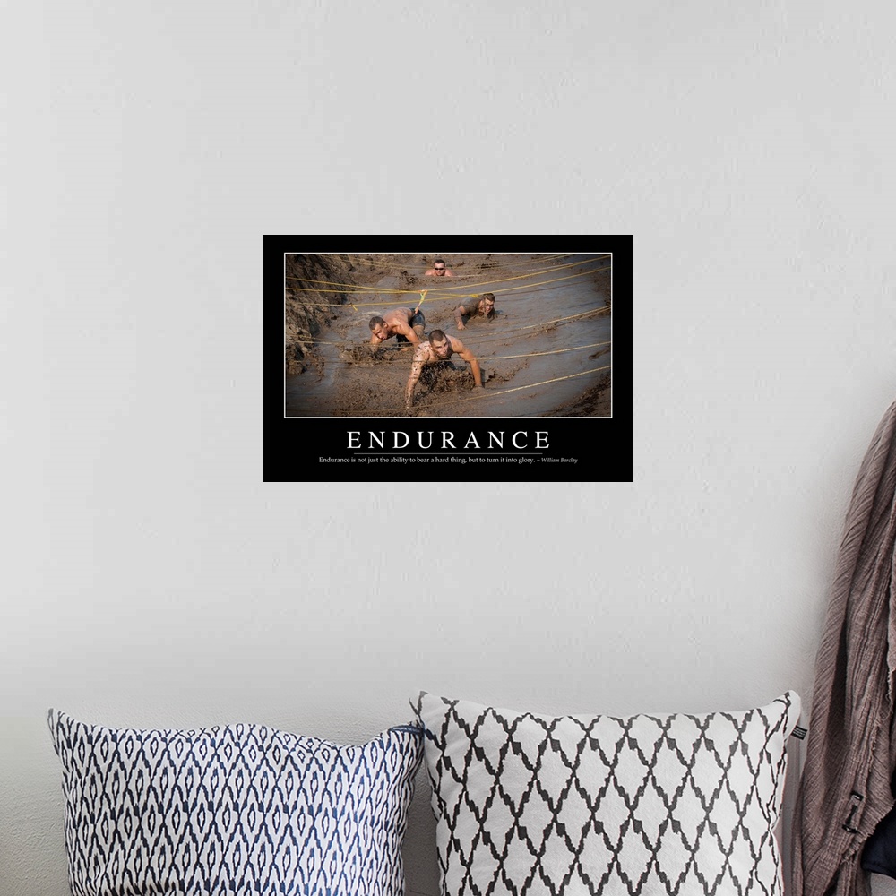 A bohemian room featuring Endurance: Inspirational Quote and Motivational Poster