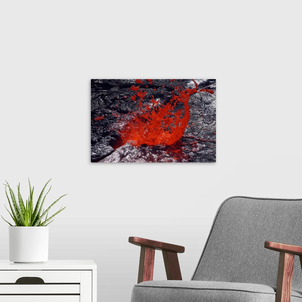 A modern room featuring Erta Ale fountaining lava lake Danakil Depression Ethiopia
