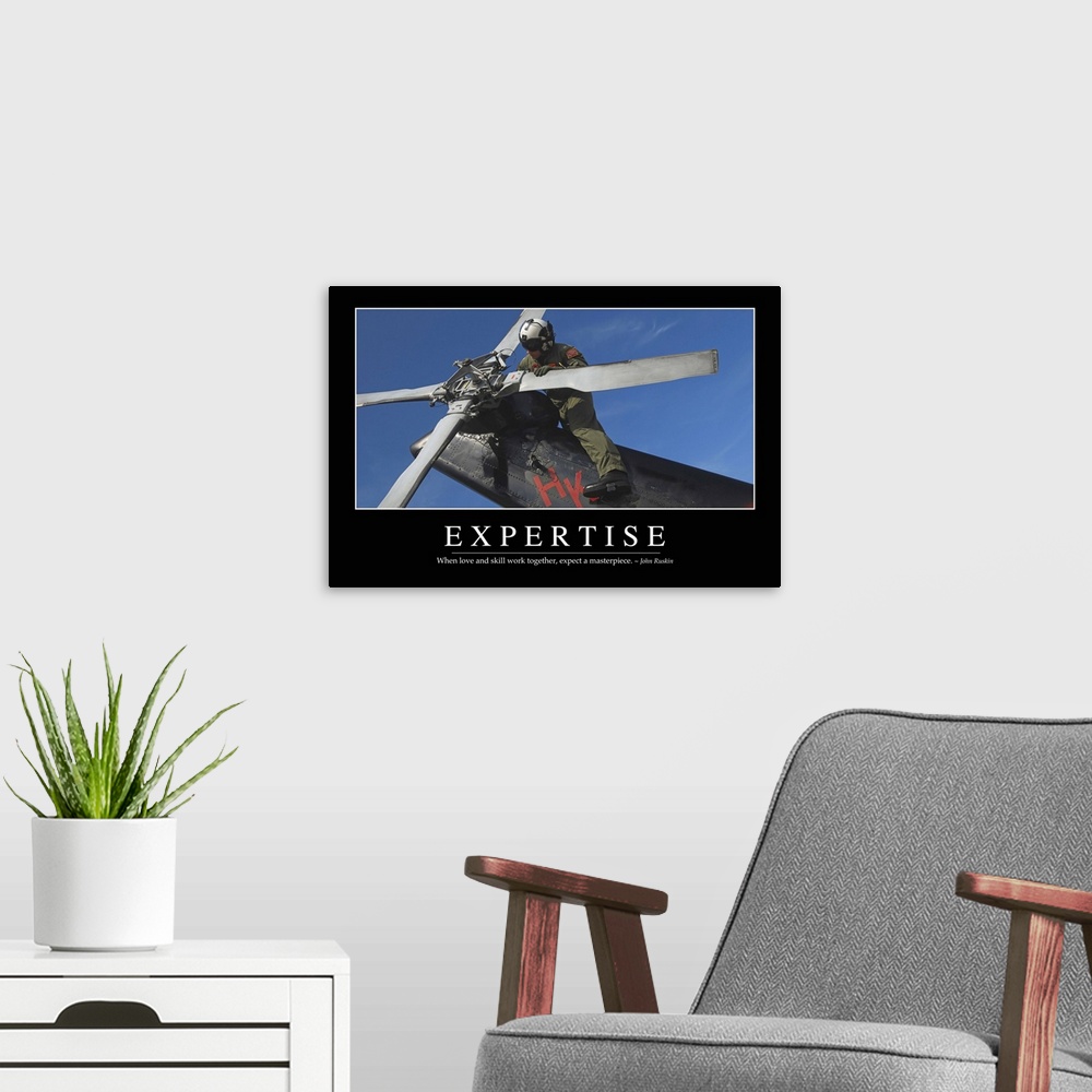 A modern room featuring Expertise: Inspirational Quote and Motivational Poster
