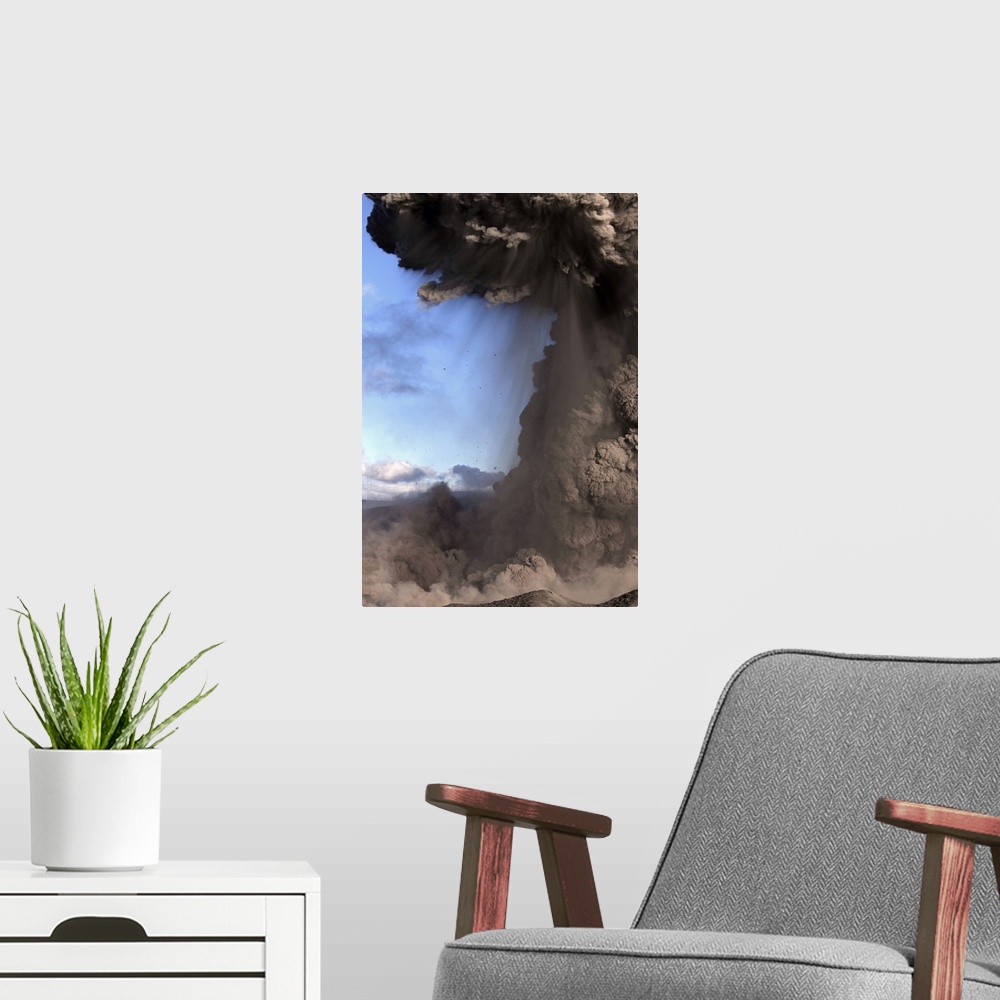 A modern room featuring Eyjafjallajkull eruption Summit crater Iceland