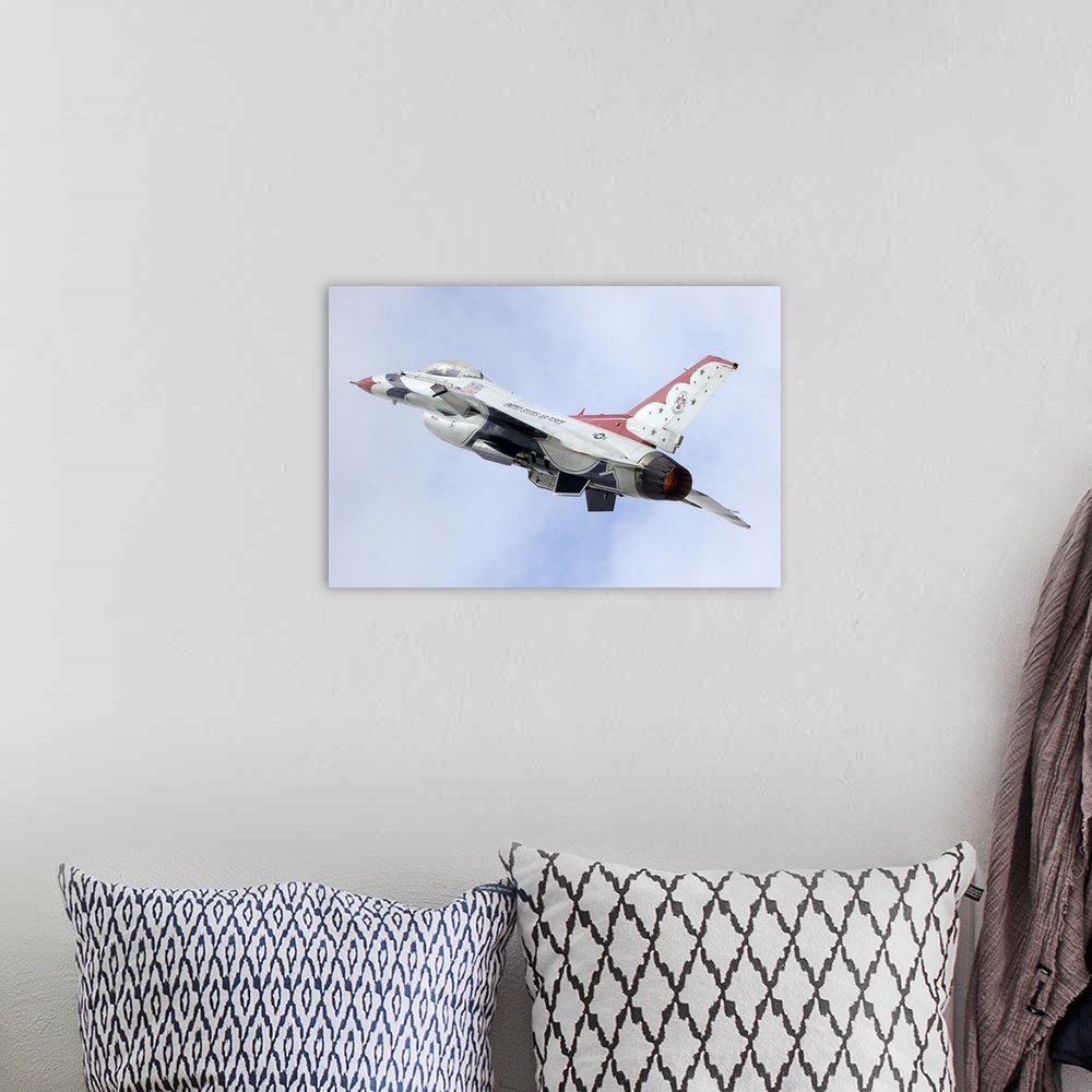 A bohemian room featuring F-16C Fighting Falcon of U.S. Air Force Thunderbirds air demonstration squadron taking off at RIA...