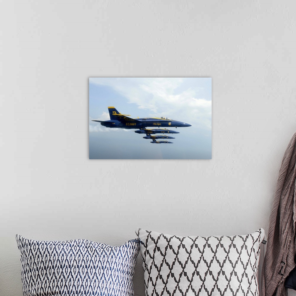 A bohemian room featuring August 1, 2013 - F/A-18 Hornets from the U.S. Navy flight demonstration squadron, the Blue Angels...