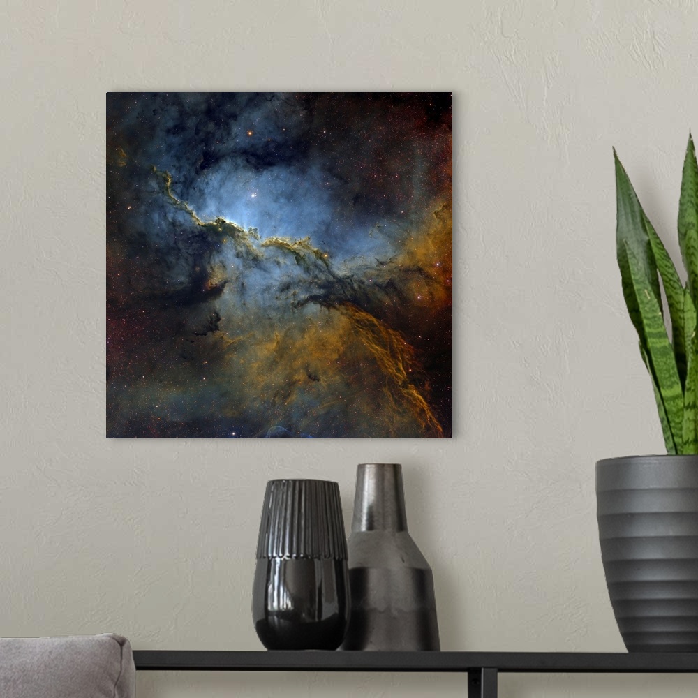 A modern room featuring Fighting Dragons Nebula, NGC 6188, In The Constellation Ara