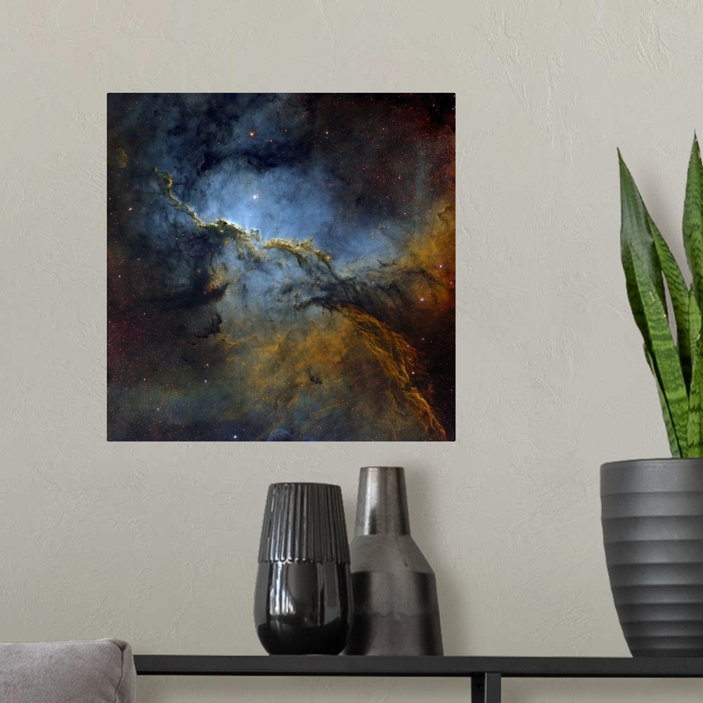 A modern room featuring Fighting Dragons Nebula, NGC 6188, In The Constellation Ara