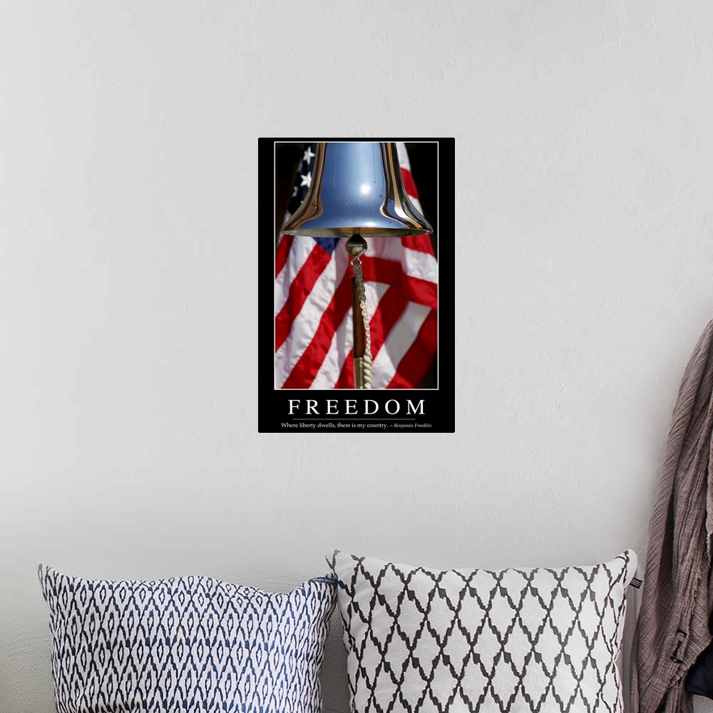 A bohemian room featuring Freedom: Inspirational Quote and Motivational Poster