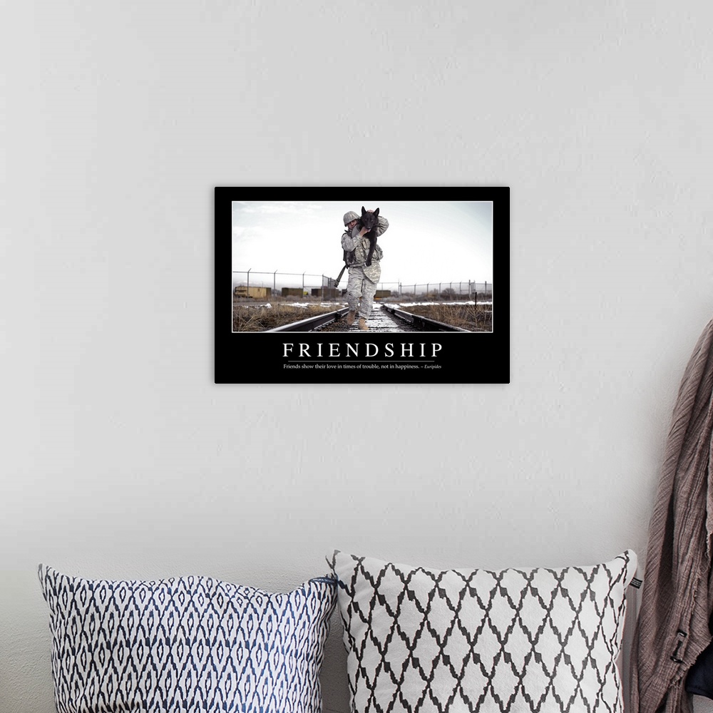 A bohemian room featuring Friendship: Inspirational Quote and Motivational Poster