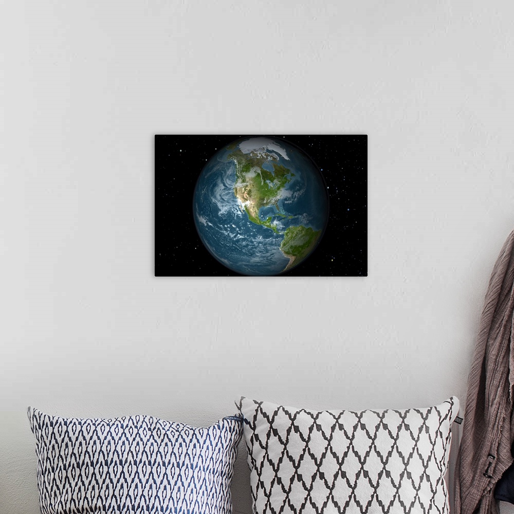 A bohemian room featuring Full Earth view showing North America