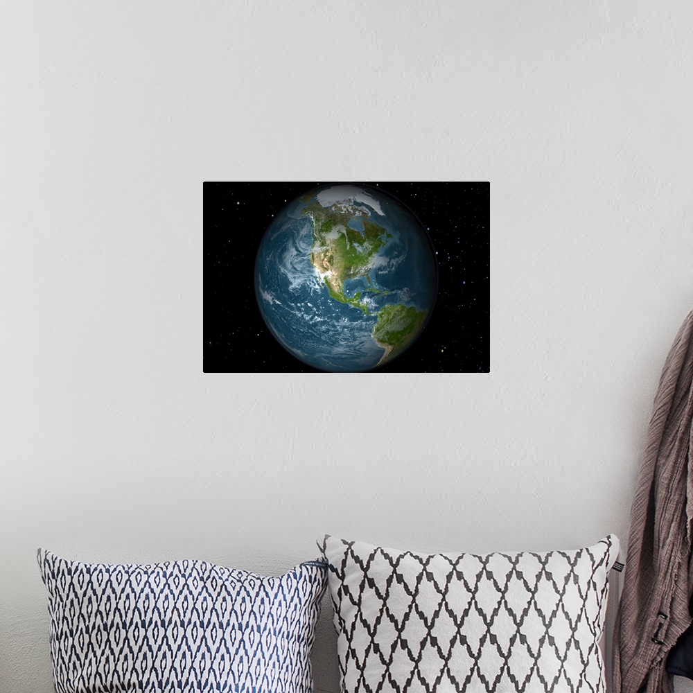 A bohemian room featuring Full Earth view showing North America