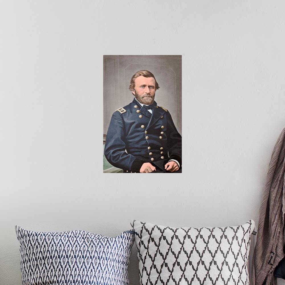 A bohemian room featuring General Ulysses S. Grant of the Union Army.  This photo has been digitally restored and colorized.