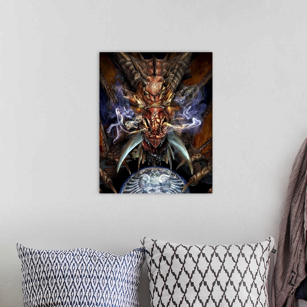 A bohemian room featuring Head of a red dragon.
