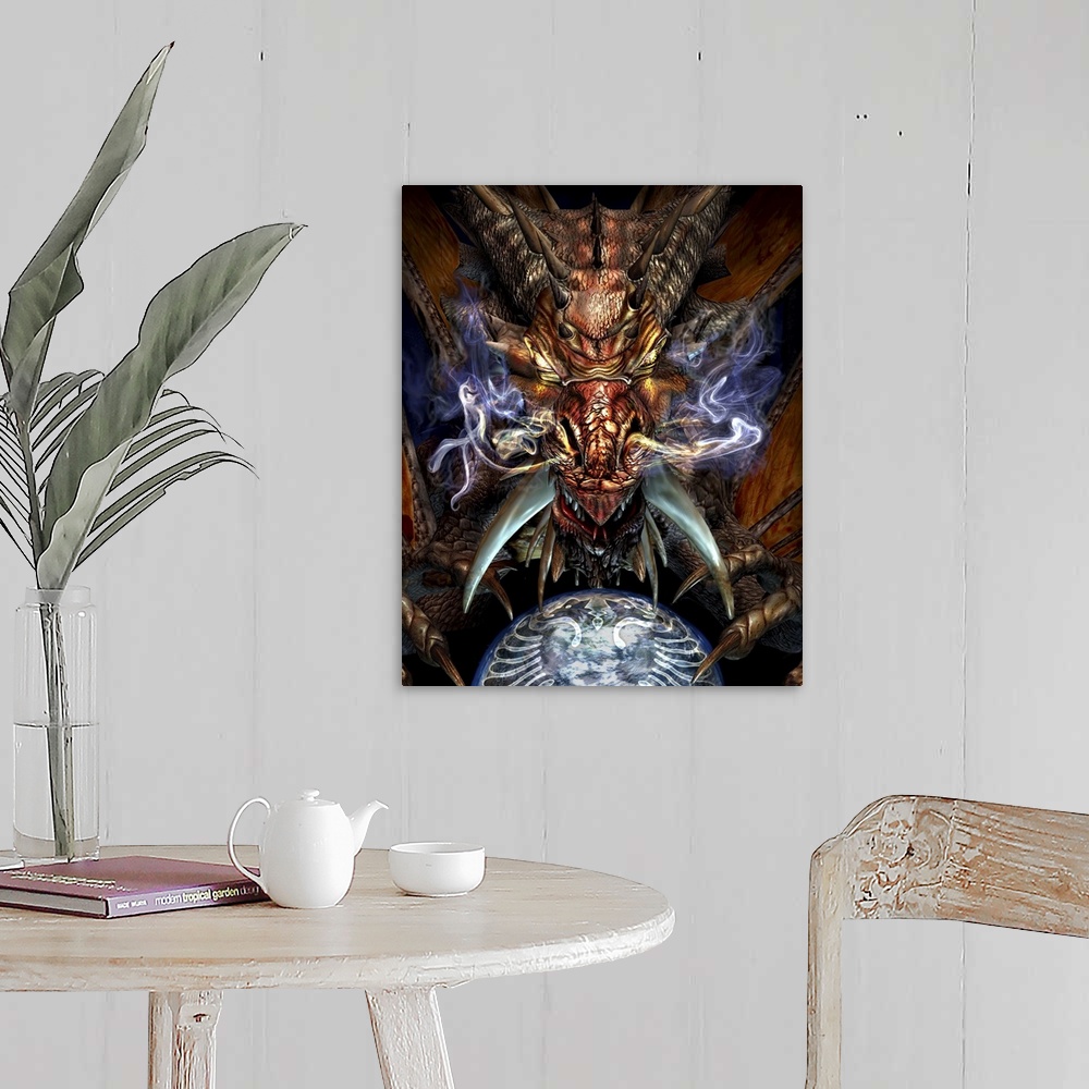 A farmhouse room featuring Head of a red dragon.