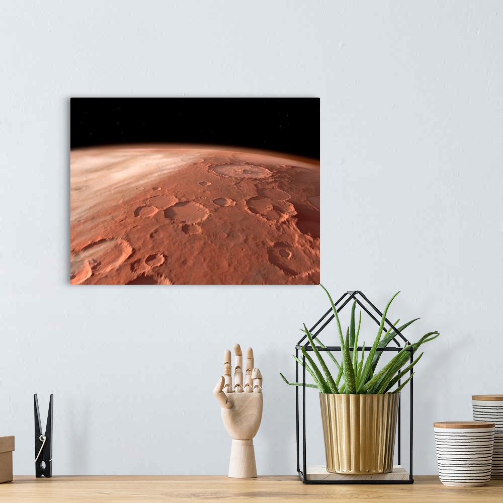A bohemian room featuring Unlike the rolling volcanic plains of the north, the southern half of Mars is dominated by older,...