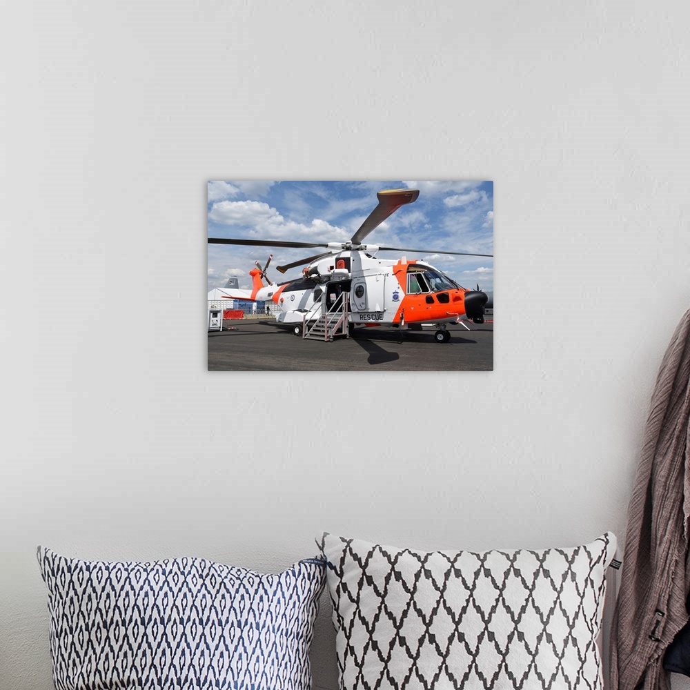 A bohemian room featuring HH-101 SAR helicopter of the Norwegian Air Force.