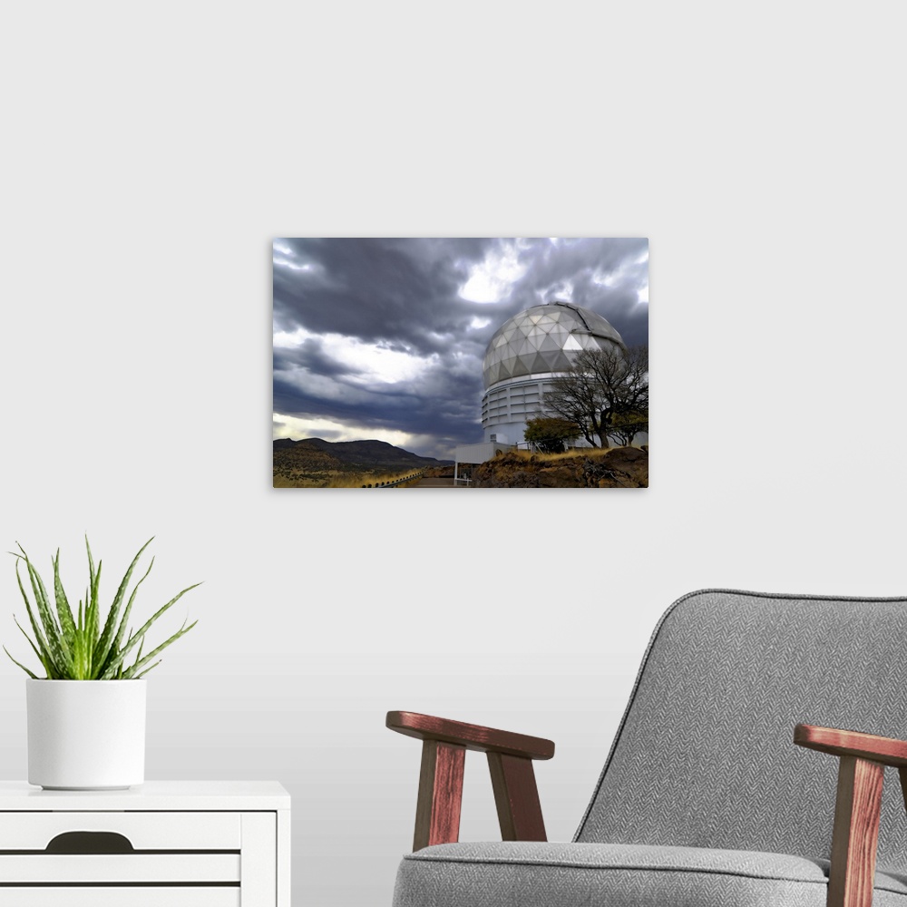 A modern room featuring HobbyEberly Telescope observatory dome at McDonald Observatory