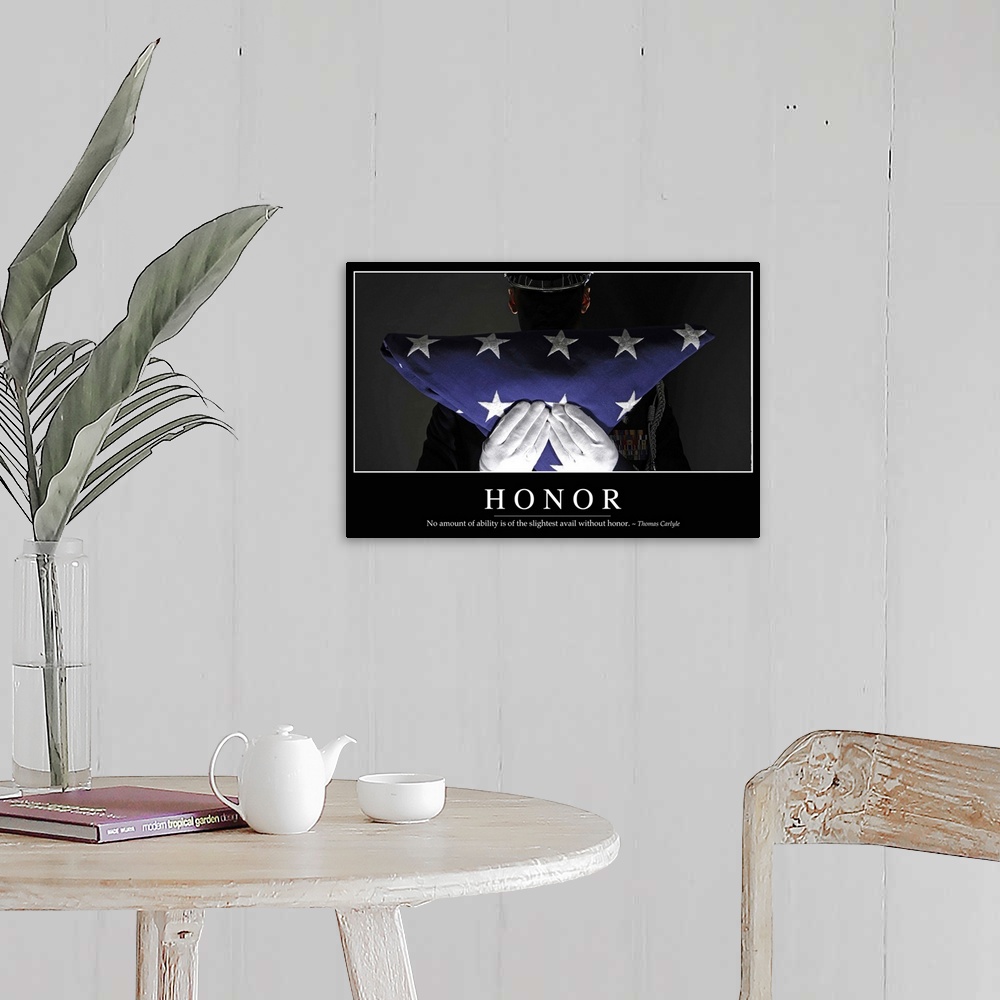 A farmhouse room featuring Honor: Inspirational Quote and Motivational Poster