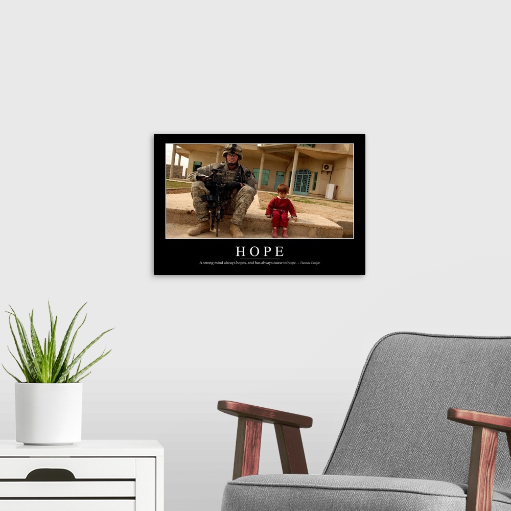 A modern room featuring Hope: Inspirational Quote and Motivational Poster