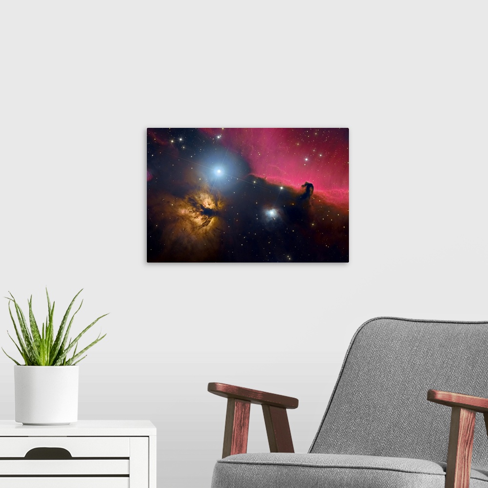 A modern room featuring Horsehead Nebula And Flame Nebula