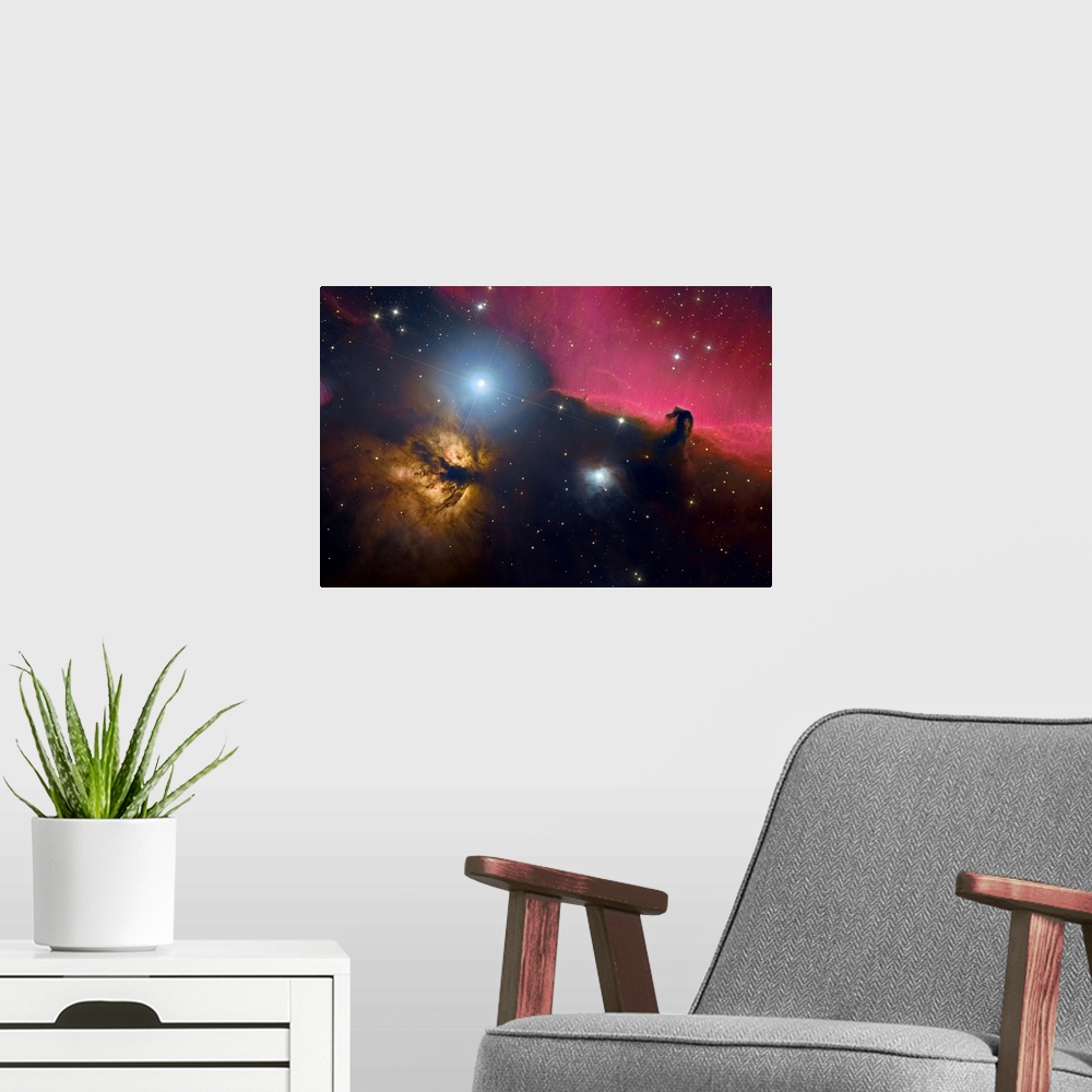 A modern room featuring Horsehead Nebula And Flame Nebula