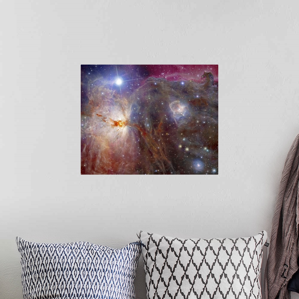 A bohemian room featuring Horsehead Nebula region in infrared and visible light.