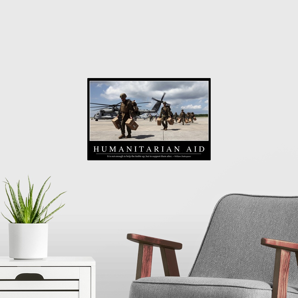 A modern room featuring Humanitarian Aid: Inspirational Quote and Motivational Poster