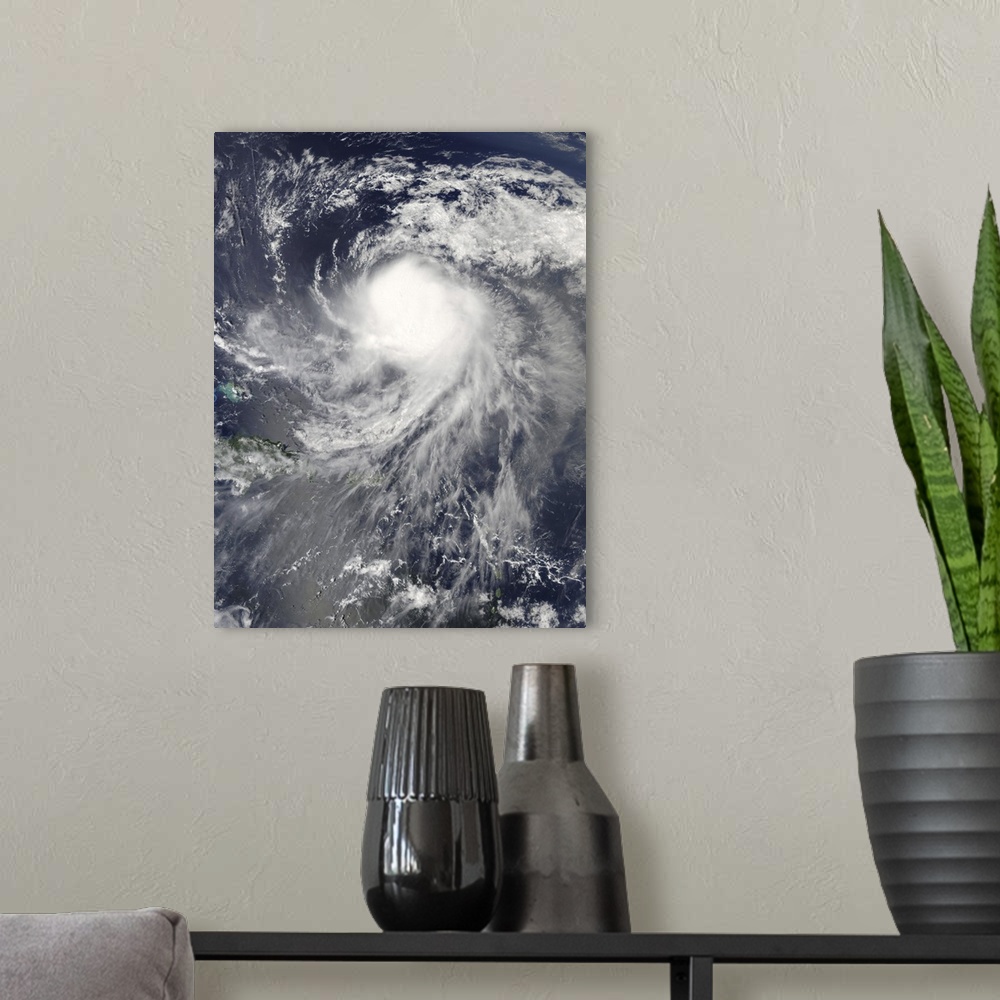 A modern room featuring Hurricane Jose in the Atlantic Ocean.