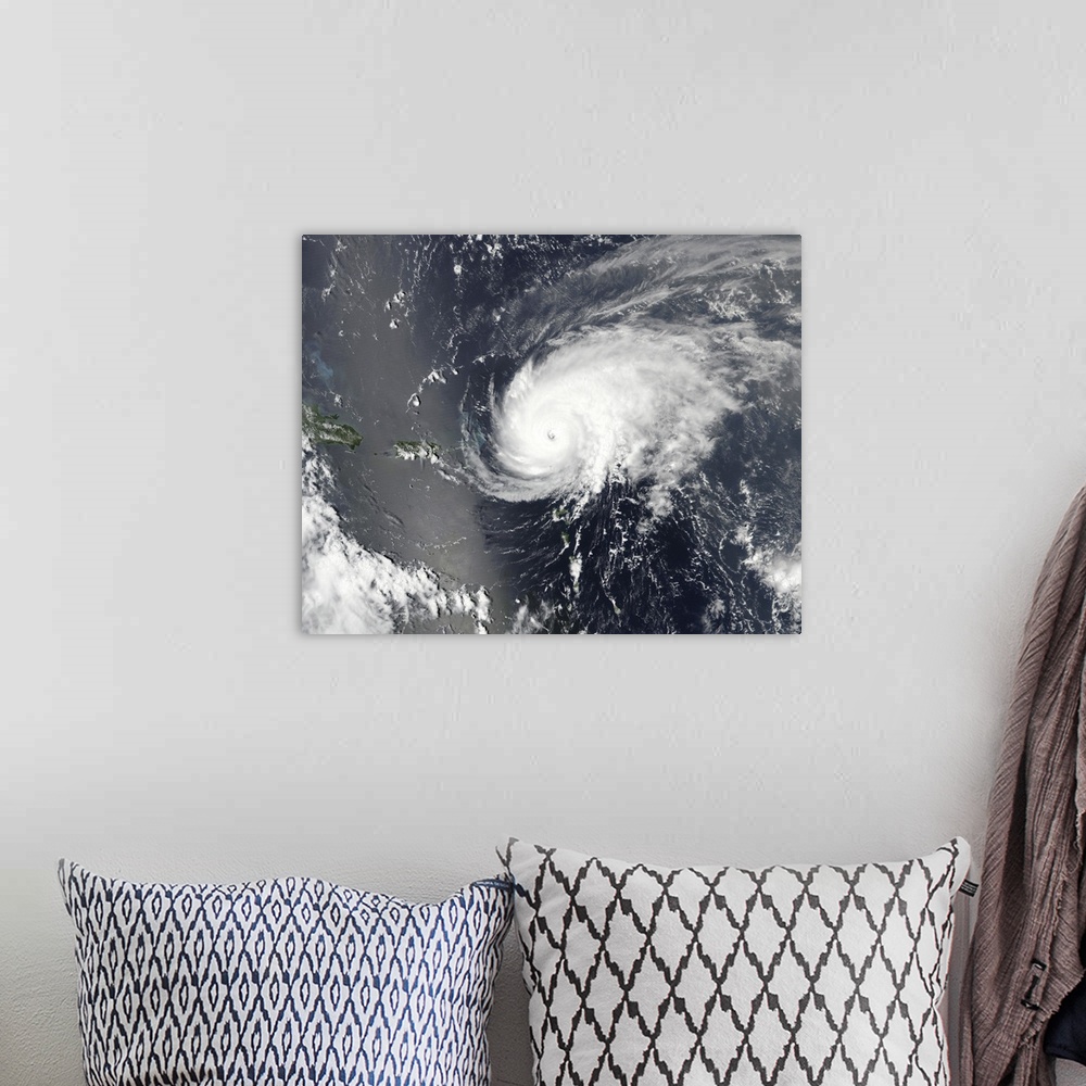 A bohemian room featuring Hurricane Jose over the Leeward Islands.