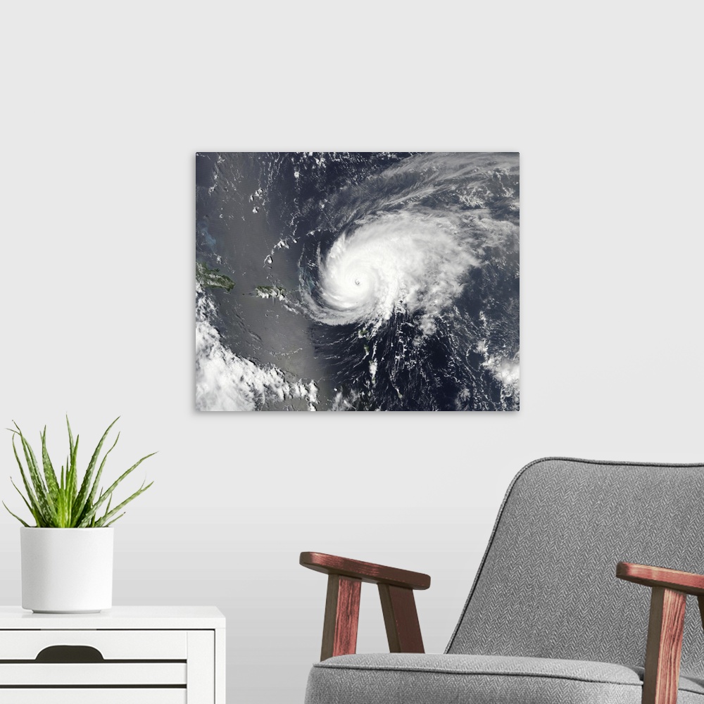 A modern room featuring Hurricane Jose over the Leeward Islands.