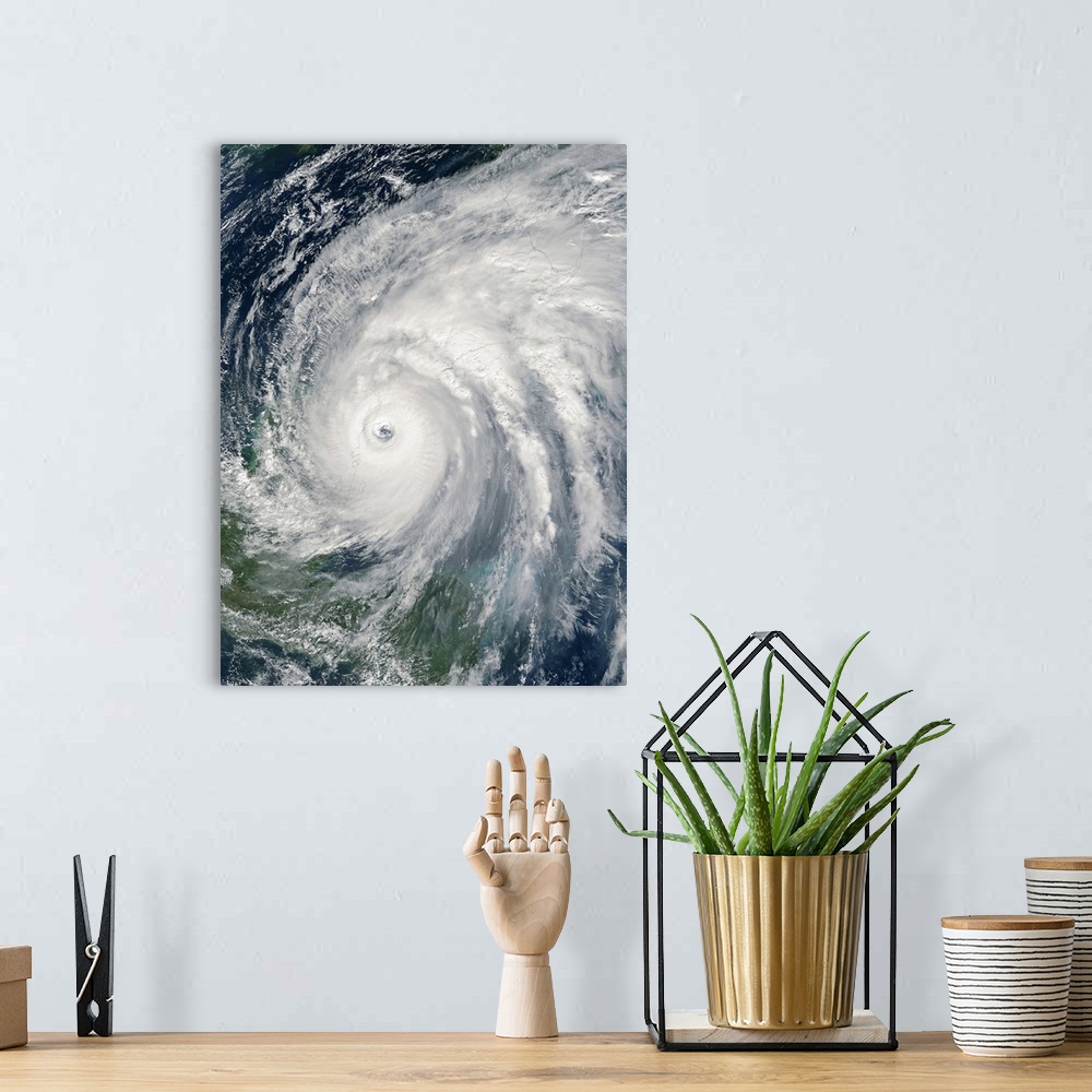 A bohemian room featuring Hurricane Wilma over Mexico