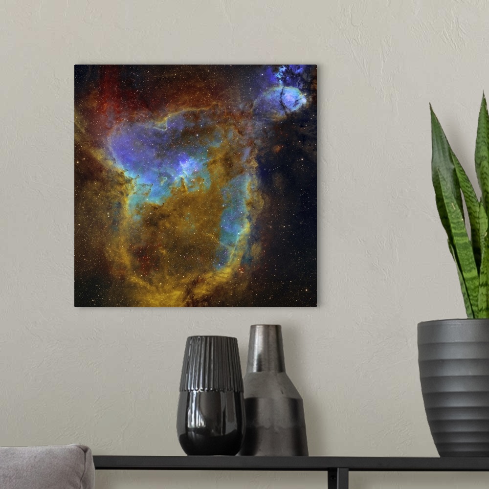 A modern room featuring IC 1805, the Heart Nebula.