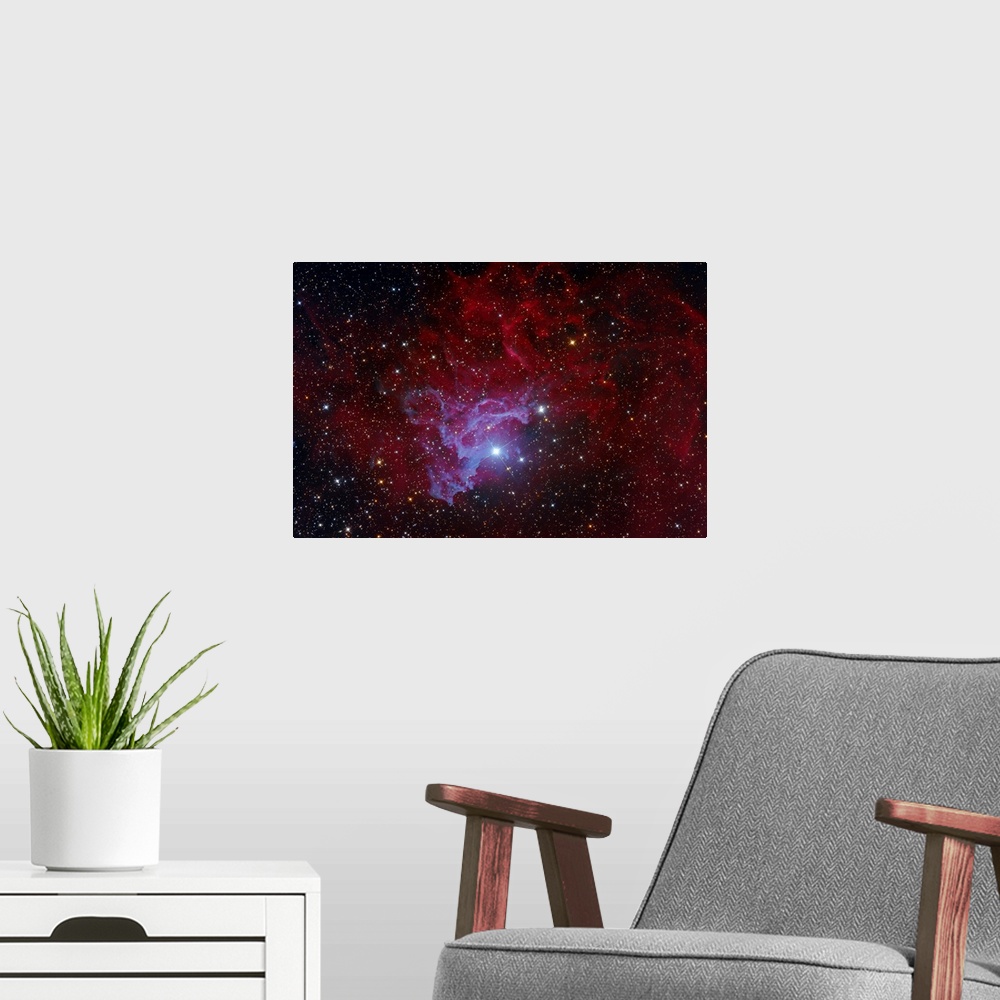 A modern room featuring IC 405, The Flaming Star Nebula