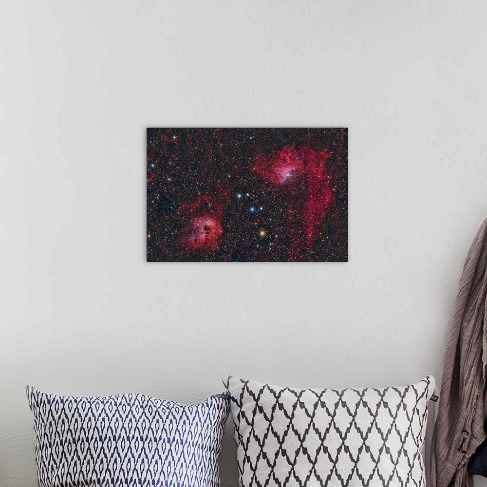 A bohemian room featuring IC 405, The Flaming Star Nebula in the constellation Auriga.