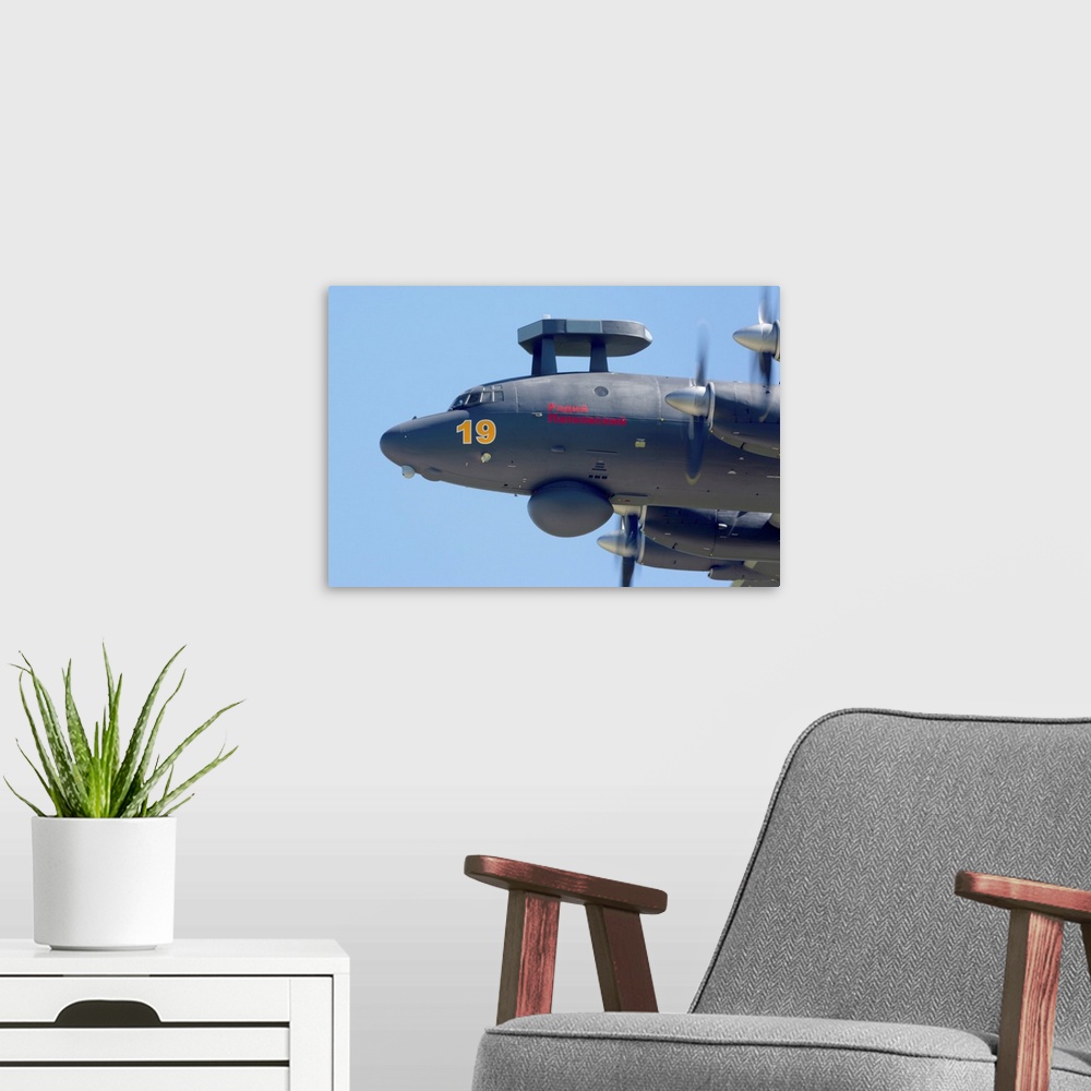 A modern room featuring IL-38N Novella anti-ship airplane of the Russian Navy in flight.