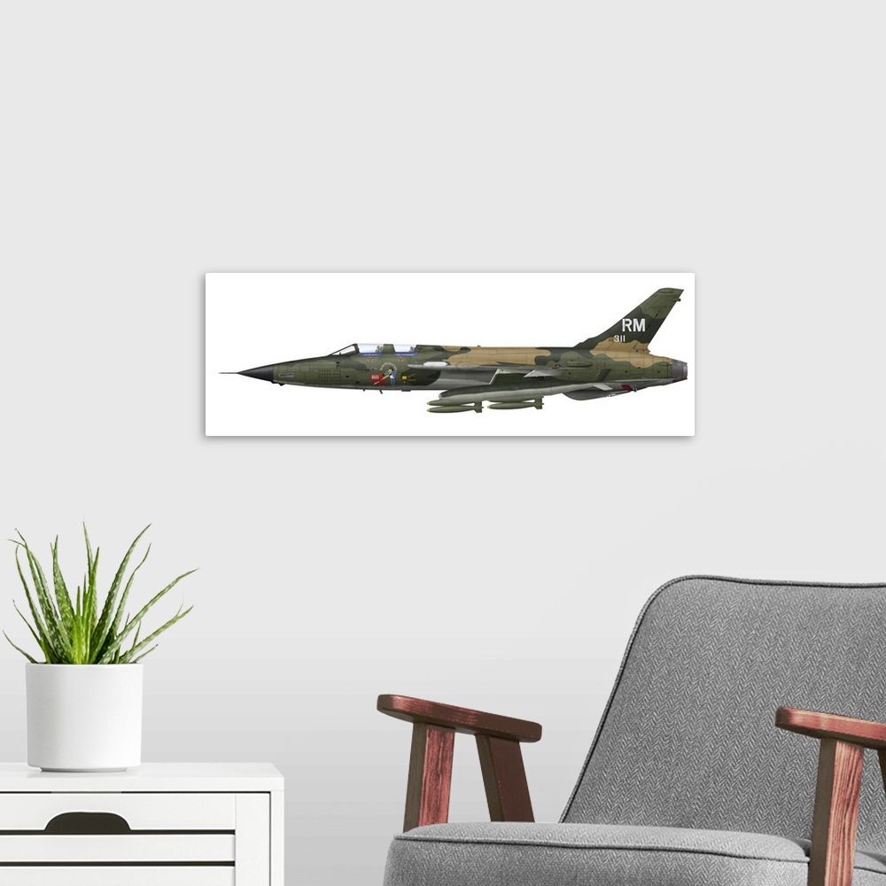 A modern room featuring Republic F-105F Thunderchief fighter-bomber of the 354th Tactical Fighter Squadron, 355th Tactica...