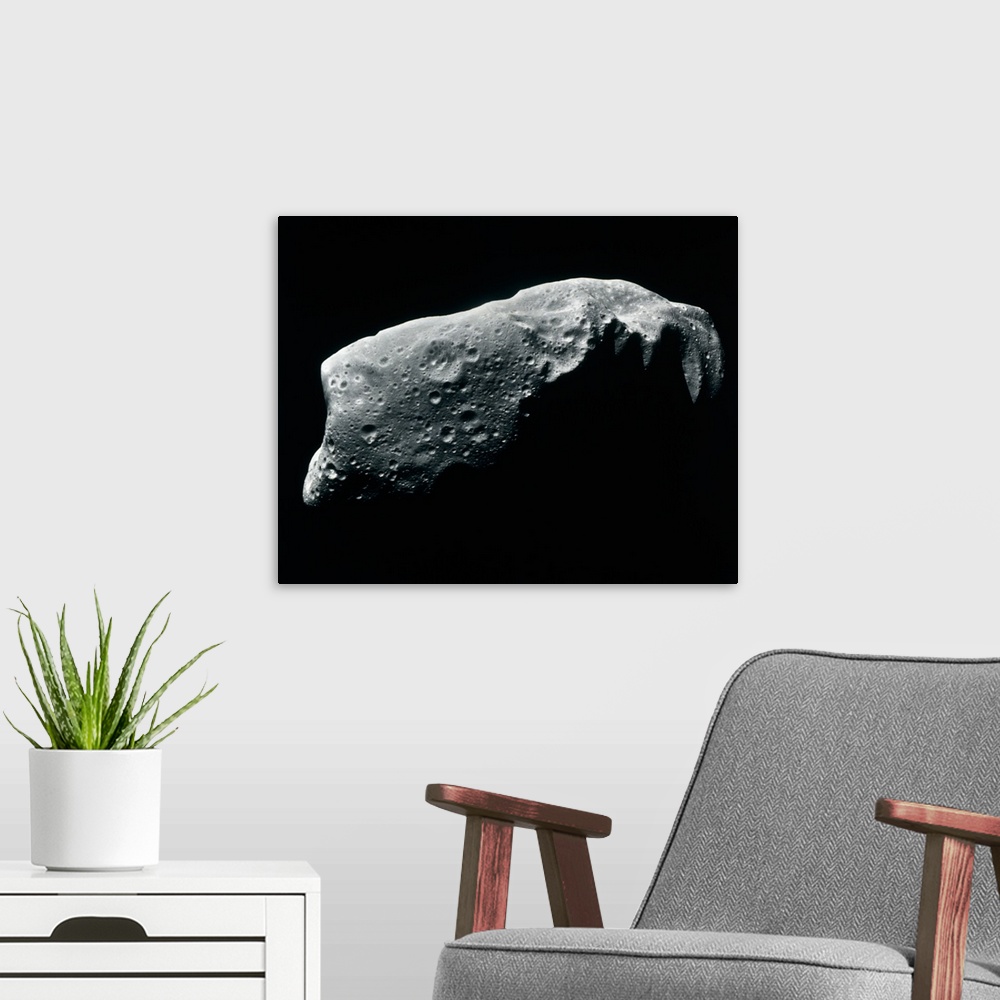 A modern room featuring Image of an asteroid