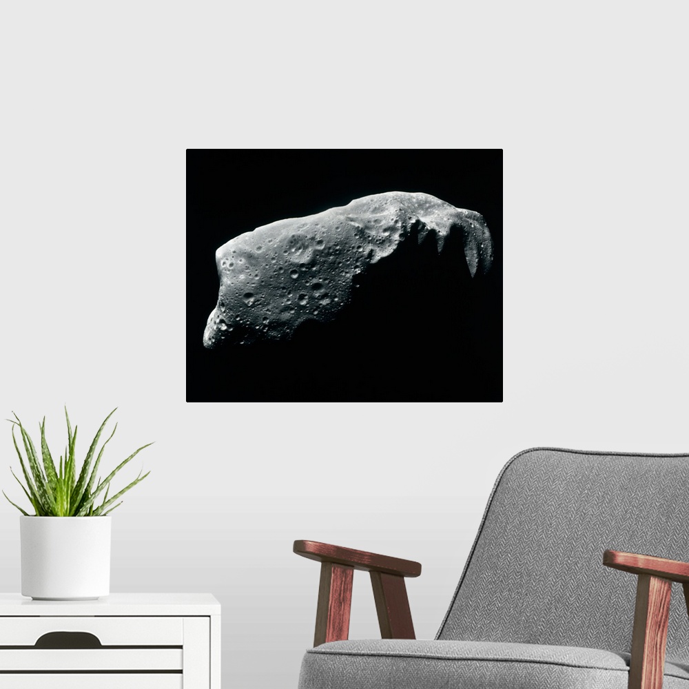 A modern room featuring Image of an asteroid