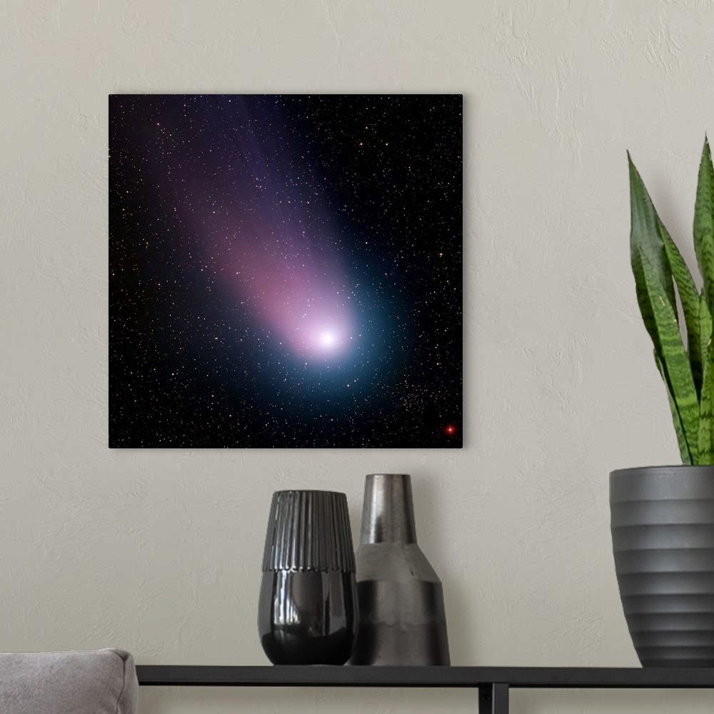 A modern room featuring Image of comet C/2001 Q4 NEAT