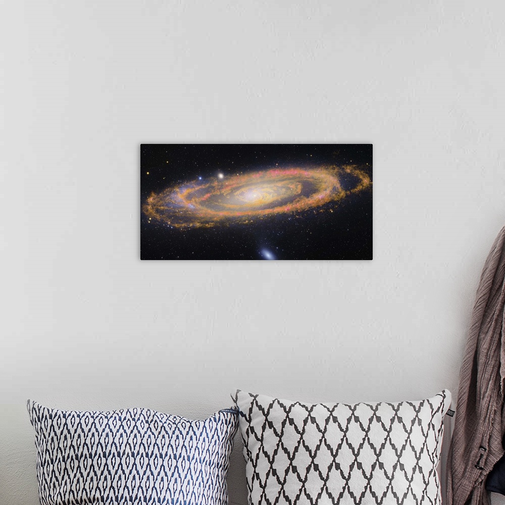 A bohemian room featuring Infrared image of the Andromeda Galaxy, also known as Messier 31 or NGC 224.