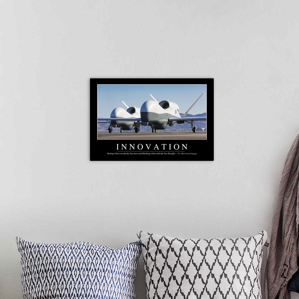 A bohemian room featuring Innovation: Inspirational Quote and Motivational Poster