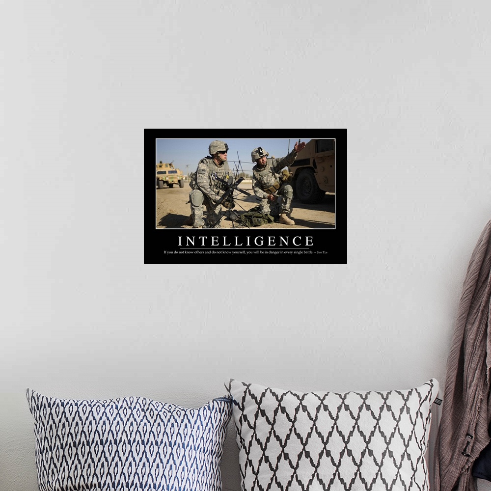 A bohemian room featuring Intelligence: Inspirational Quote and Motivational Poster