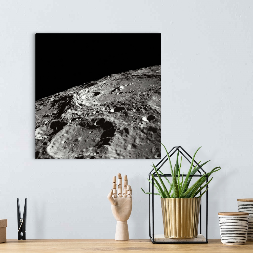 A bohemian room featuring International Astronomical Union Crater 302 on the lunar surface