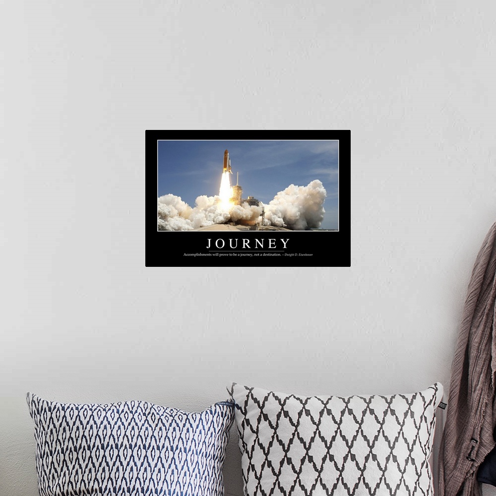 A bohemian room featuring Journey: Inspirational Quote and Motivational Poster