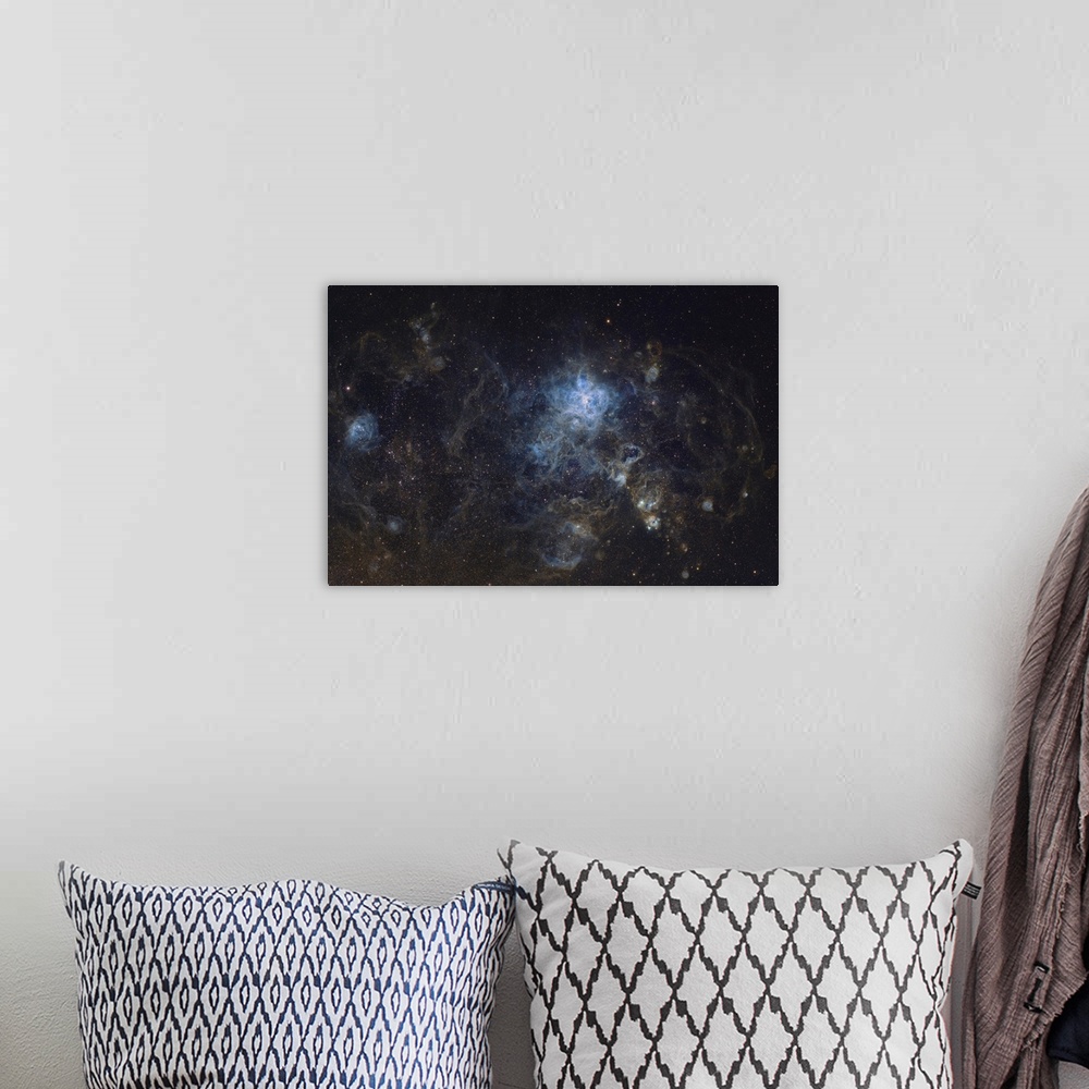 A bohemian room featuring Large Magellanic Cloud, With Tarantula Nebula Visible In Center