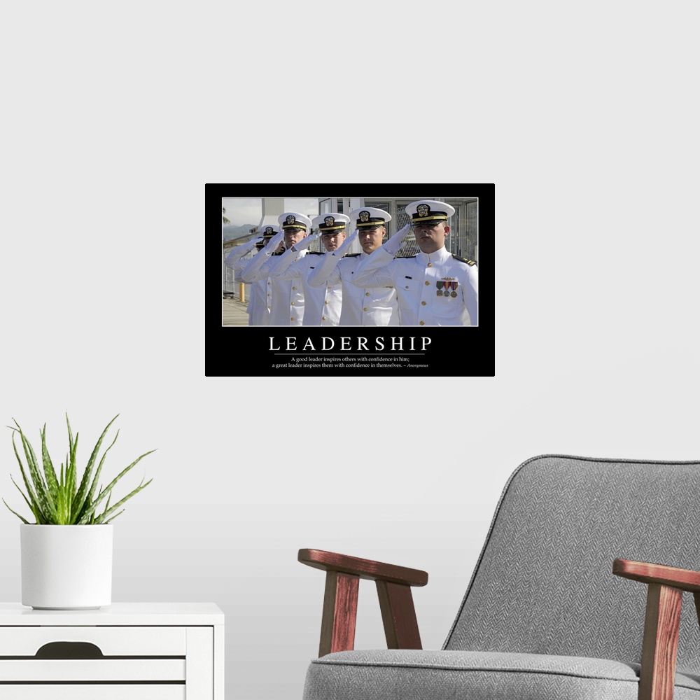 A modern room featuring Leadership: Inspirational Quote and Motivational Poster