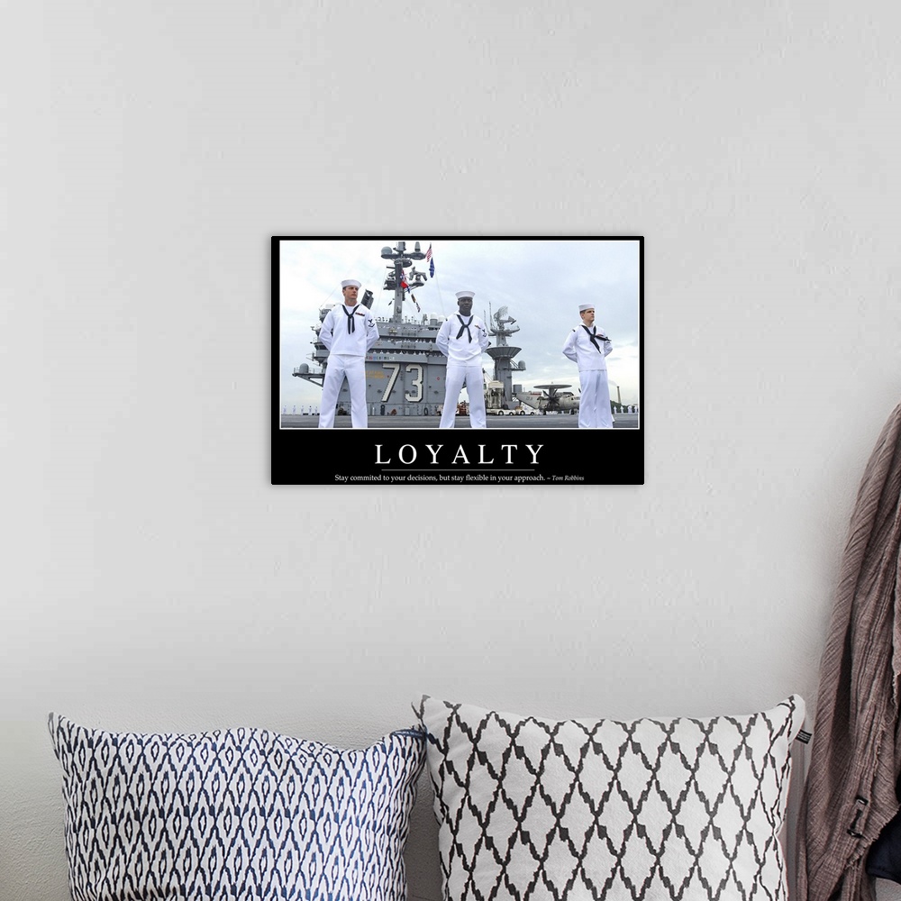 A bohemian room featuring Loyalty: Inspirational Quote and Motivational Poster