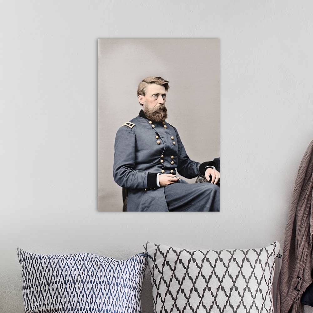 A bohemian room featuring Major General Jefferson C. Davis of the Union Army, circa 1860.